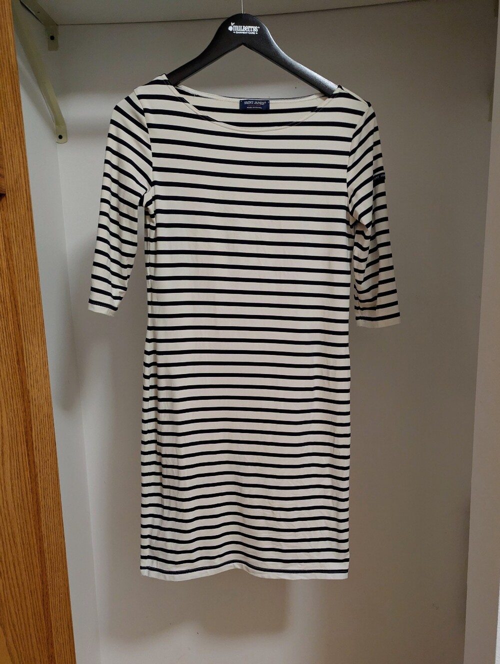SAINT JAMES Propriano Striped Boatneck Dress Navy white size 6